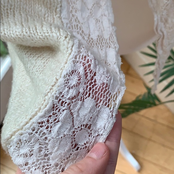 Lucky Brand Ivory Lacy Cardigan, Open Front Cardigan Sweater, Boho Cardigan - Picture 5 of 12
